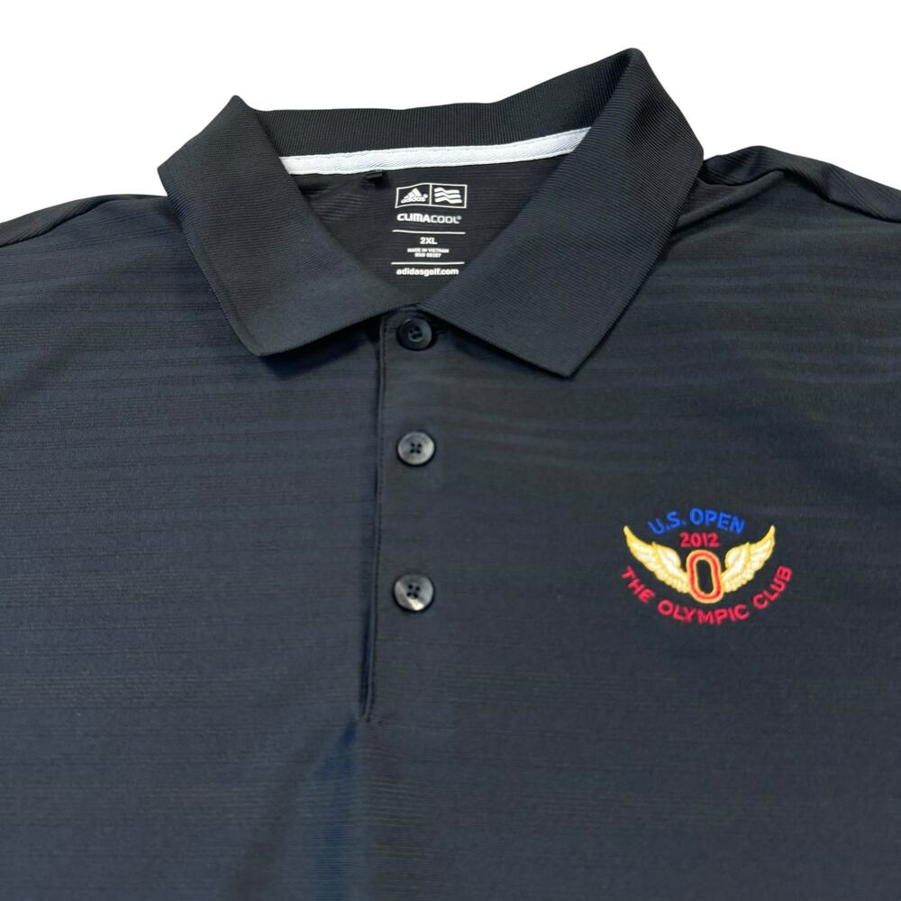 Adidas Polo Shirt Men's 2XL U.S. Open‎ 2012 Striped Stretch Moisture Wicking